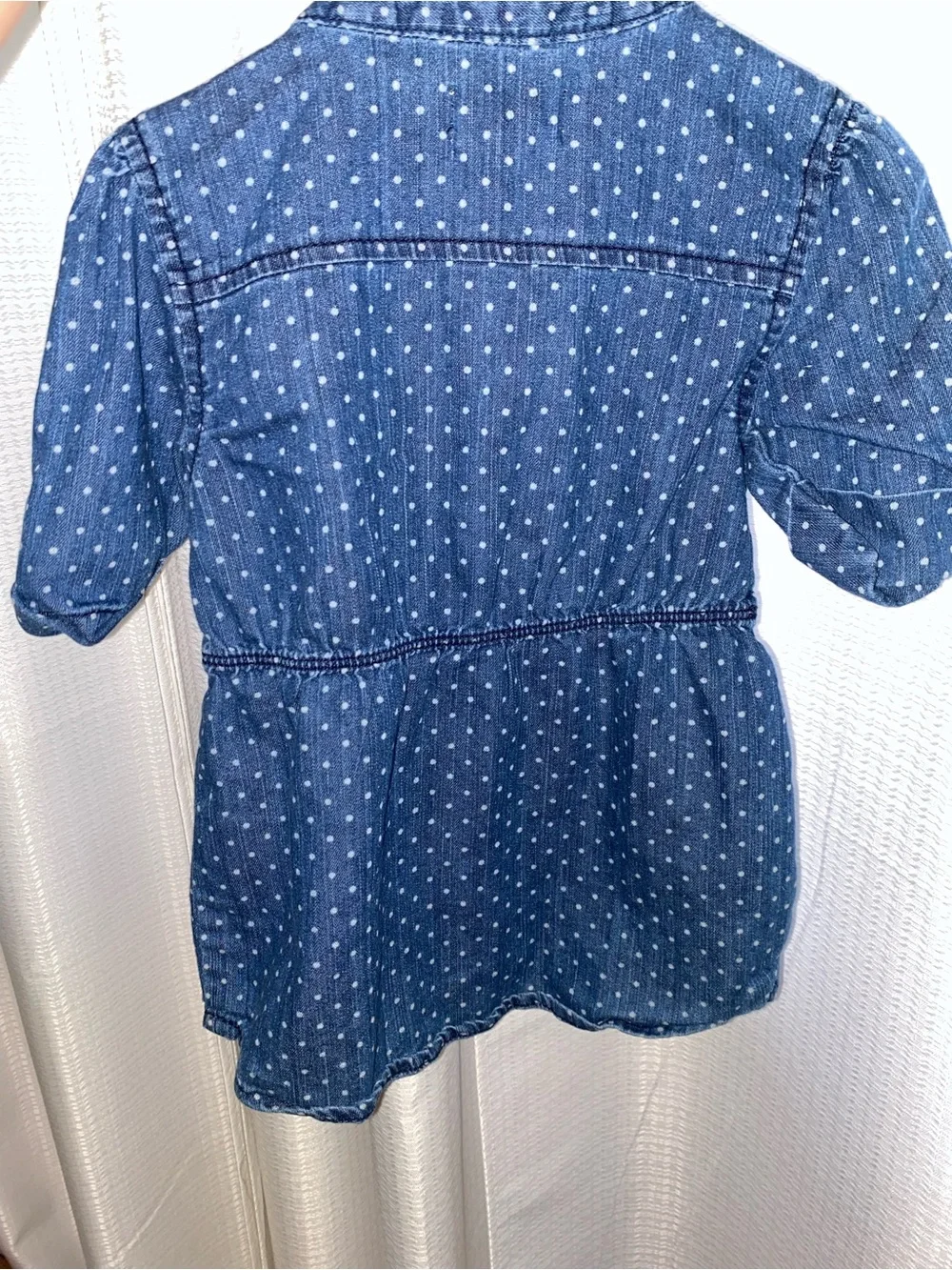 Old Navy Blue Denim Polka Dot Button-Down Dress
